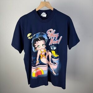 Vintage Betty Boop Hey Now! Freeze Big Print Bikini Bathing Suit T Shirt Size XL
